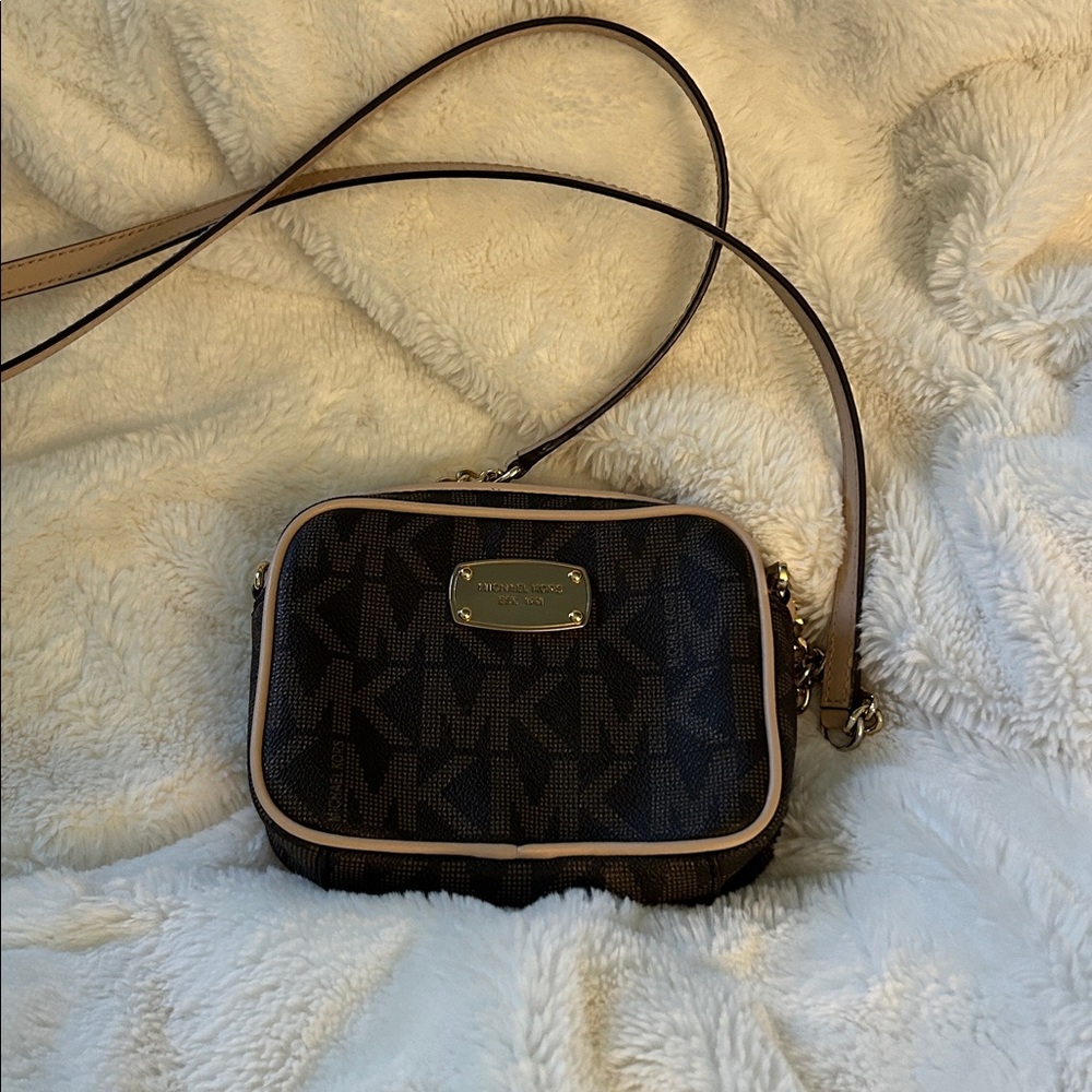 Michael Kors Black and Tan Logo Crossbody